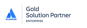 Atlassian Gold Solution Partner Logo mit blauem Symbol und Schriftzug, steht für IT- und Digitalisierungsservices der ISO-Gruppe.