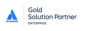 Atlassian Gold Solution Partner Logo mit blauem Symbol und Schriftzug, steht für IT- und Digitalisierungsservices der ISO-Gruppe.