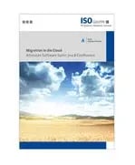Titelblatt eines ISO-Gruppe-Whitepapers zur Atlassian-Cloud-Migration mit Landschaftsmotiv und Hinweis auf Jira- und Confluence-Lösungen.